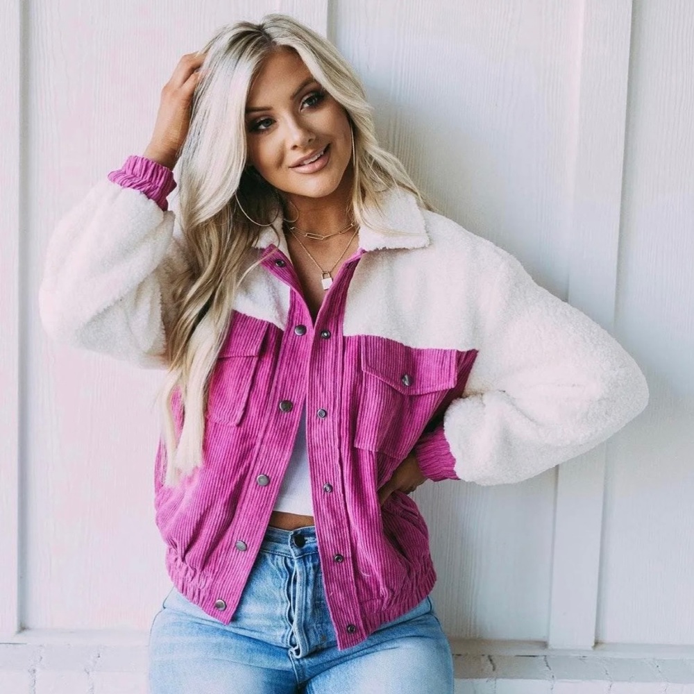 Pink/Sherpa corduroy jacket